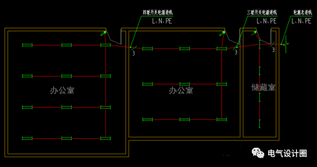3个步骤教你确定电气照明平面图的导线根数，画